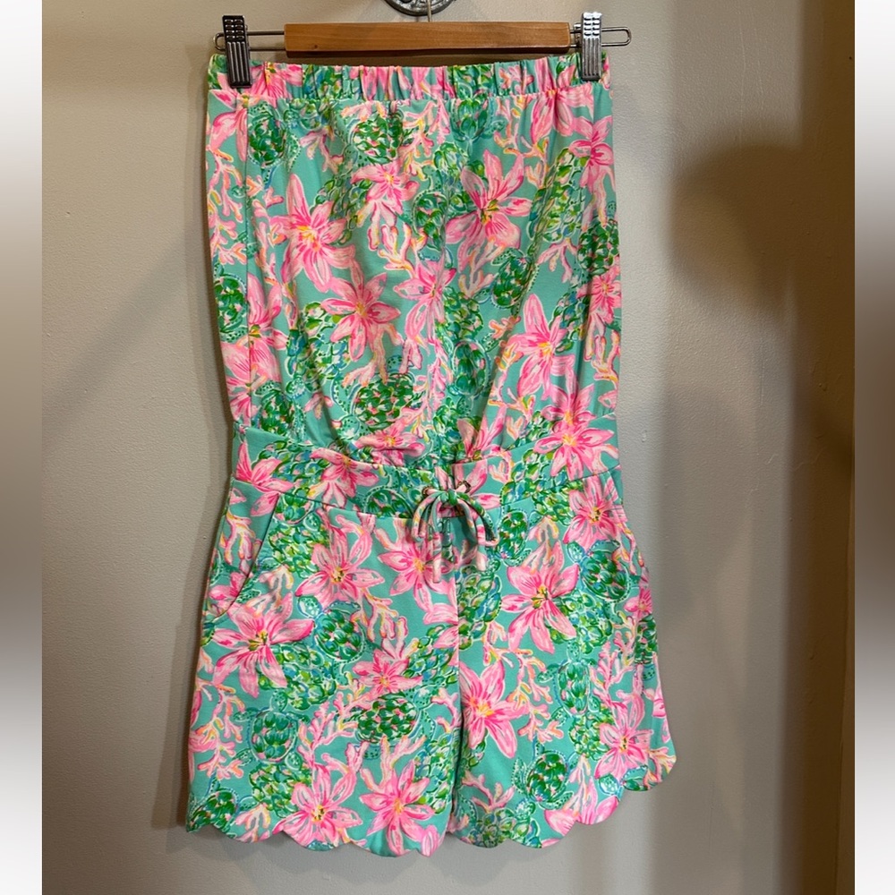 Lilly Pulitzer Jace Strapless Romper in Surf so Shellegant - size XS - brand new